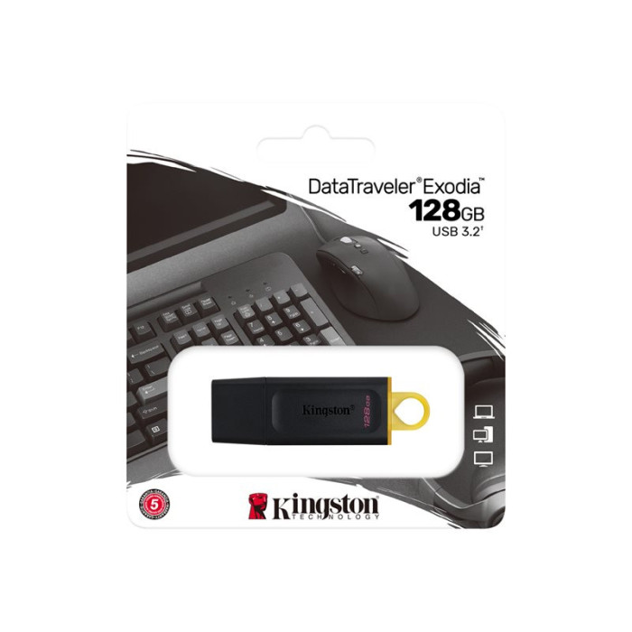 KINGSTON 128Go USB3.2 Gen1 DT Bk+Yellow KINGSTON 128Go USB3.2 Gen1 DT Bk+Yellow