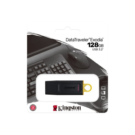 KINGSTON 128Go USB3.2 Gen1 DT Bk+Yellow KINGSTON 128Go USB3.2 Gen1 DT Bk+Yellow