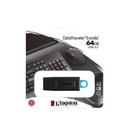 KINGSTON 64Go USB3.2 Gen1 DT Bk+Teal KINGSTON 64Go USB3.2 Gen1 DT Bk+Teal